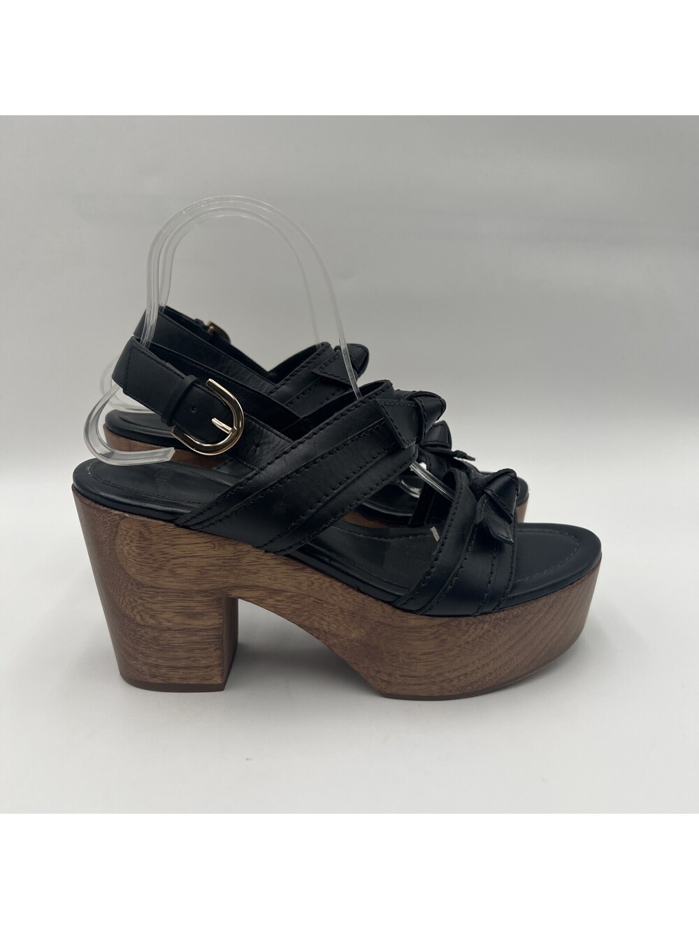 Alexandre Birman Clarita Leather Clog Platform Sandals black Leather Size 39.5